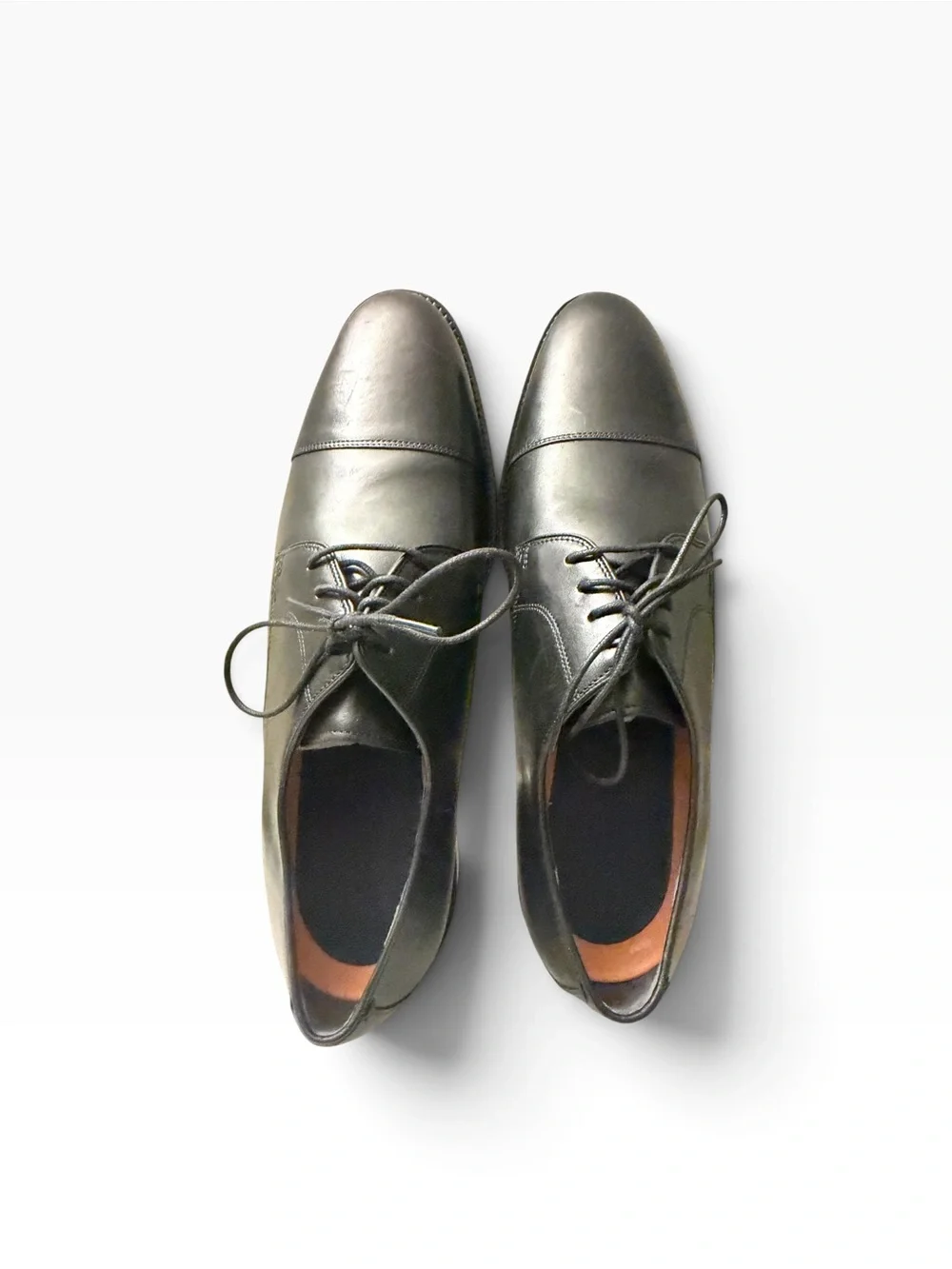 Cole Haan Black Leather Cap-Toe Derby Shoes, like new, SZ12